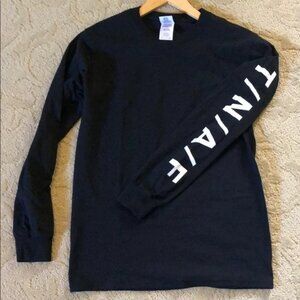 New The Naked and Famous TNAF logo minimalist cotton long sleeve crew neck shirt